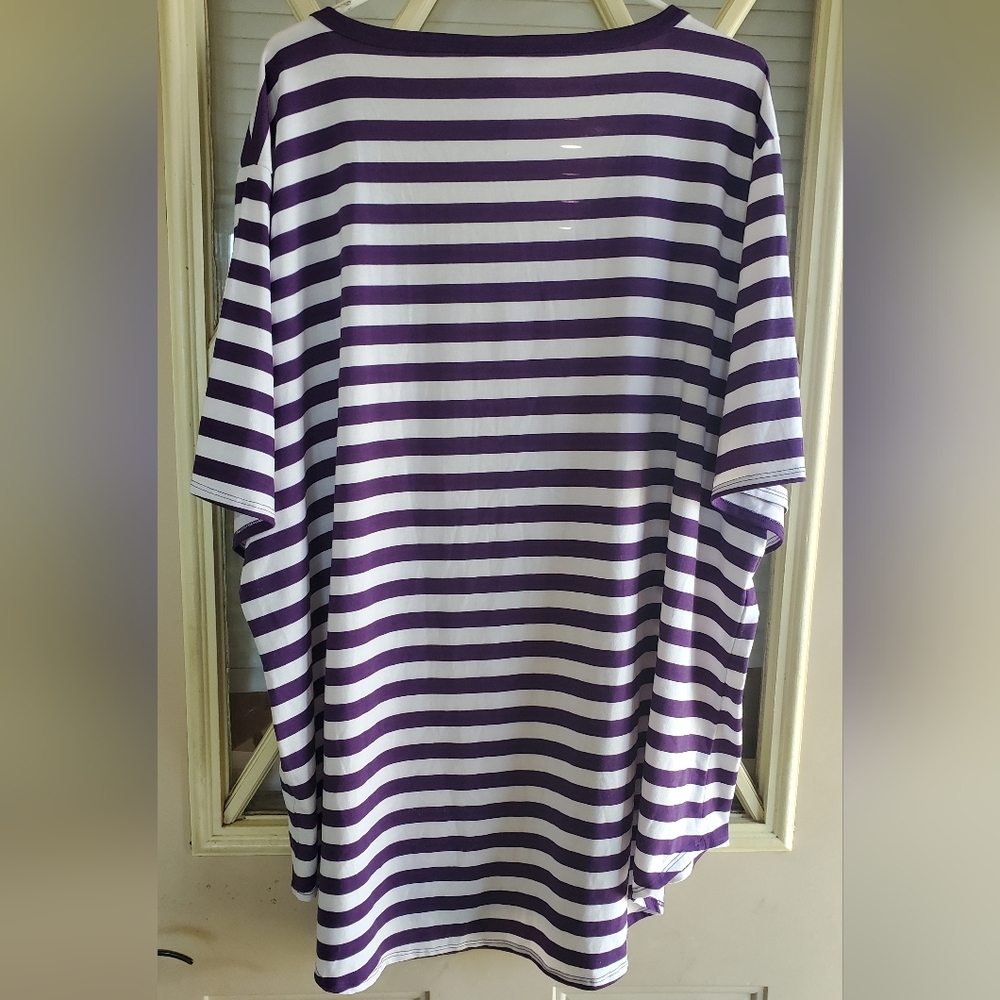 LuLaRoe Purple and White Striped Top, Lightweight, Stretch